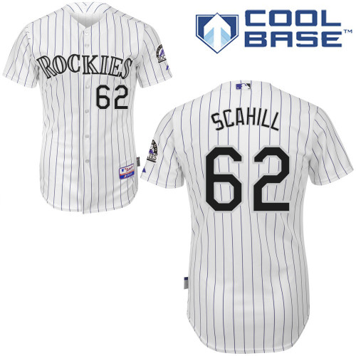 Rob Scahill #62 MLB Jersey-Colorado Rockies Men's Authentic Home White Cool Base Baseball Jersey